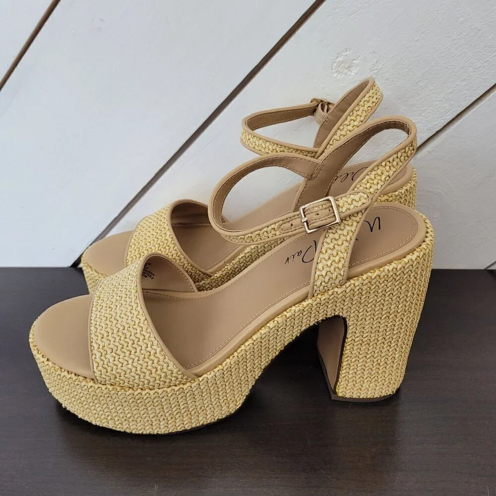NEW Wild Pair Vidaa Ankle-Strap Patchwork Pl Natural Raffia 12